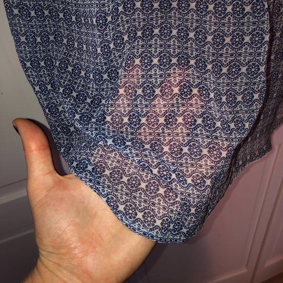 Quarter Button Blue Chiffon Sheer Blouse Pattern - Picture 8 of 11